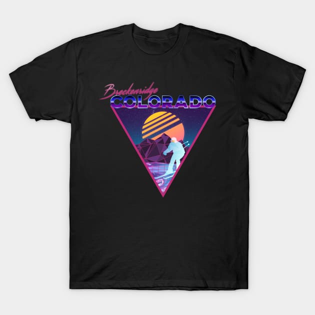 Retro Vaporwave Ski Mountain | Breckenridge Colorado | Shirts, Stickers, and More! T-Shirt by KlehmInTime